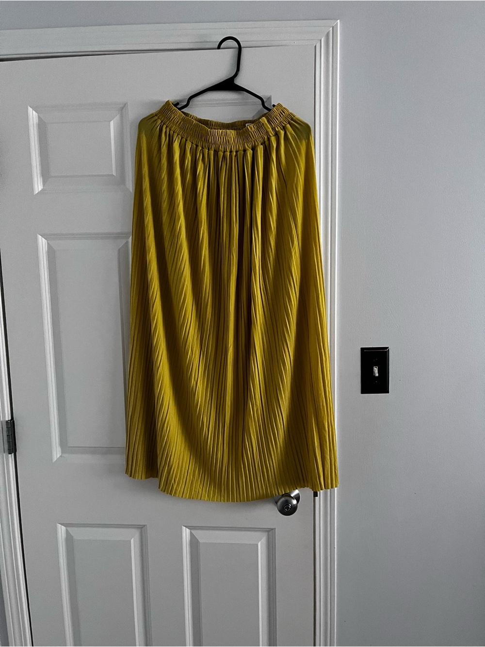 Pleated Yellow Midi Skirt